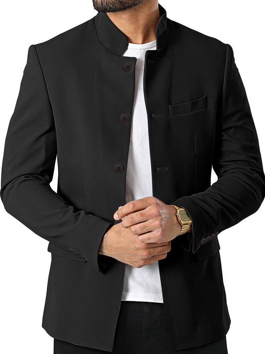Men's Versatile Button-Front Blazer – Black option – main product image