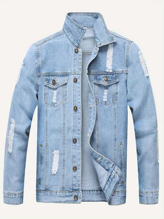 Men's Versatile Denim Pullover Jacket – Light Blue – Blue option – main product image
