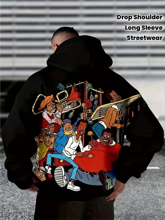 Men's Versatile Graphic Pullover Sweatshirt – Black option – main product image