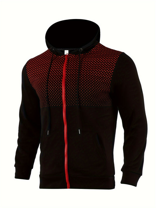Men's Versatile Graphic Zip-Up Jacket – Black option – main product image