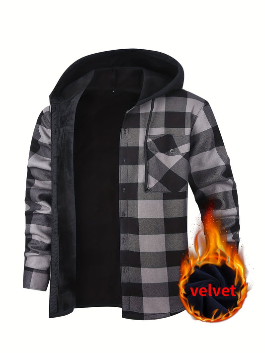 Men's Versatile Plaid Pullover Coat – Orange option – main product image