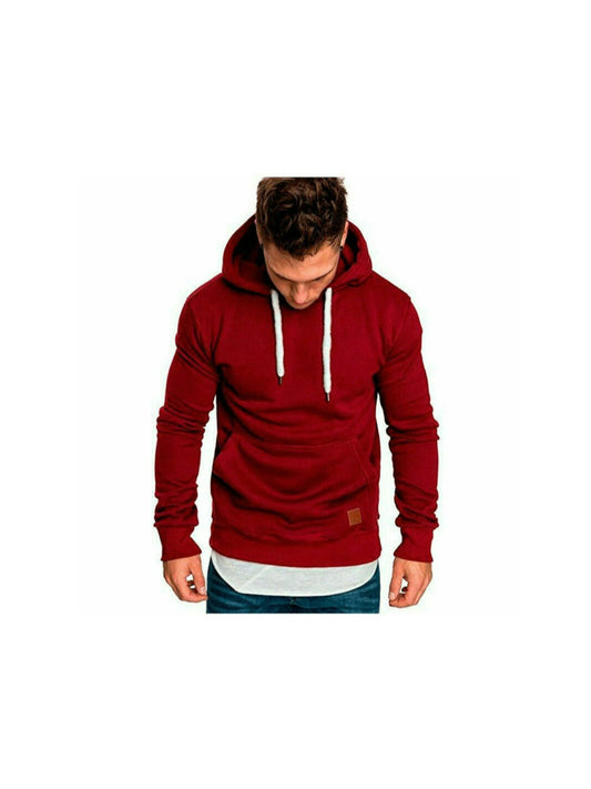 Men's Versatile Pullover Hoodie – Red / grey – Red option – main product image