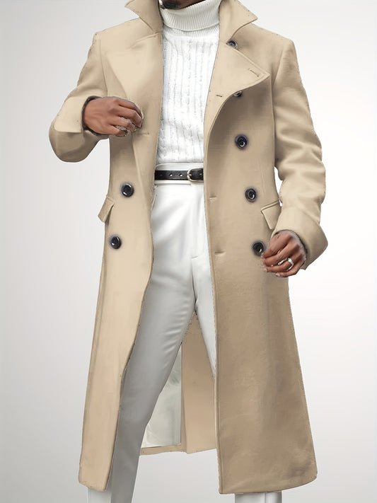 Men's Versatile Wool Blend Double-Breasted Coat – Black option – main product image