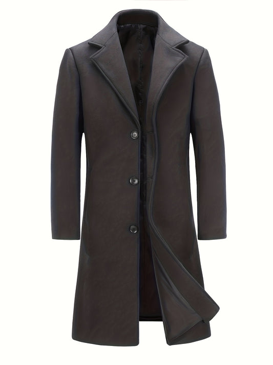 Men's Versatile Wool Blend Single-Breasted Coat – Dark Gray – Gray option – main product image