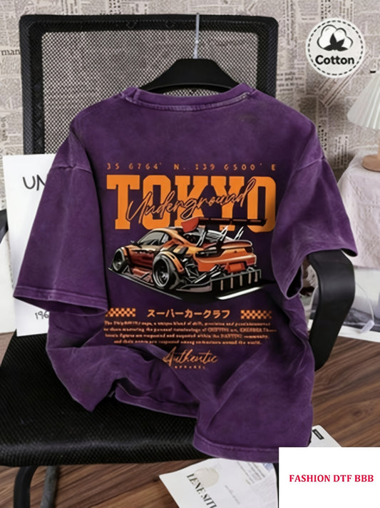 Men's Vintage T-Shirt - Round Neck Short Sleeve – Dark Gray / Blue – Gray option – main product image