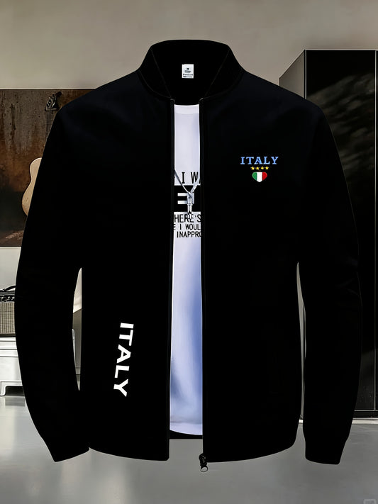 Men's Windproof Graphic Zip-Up Jacket – main product image