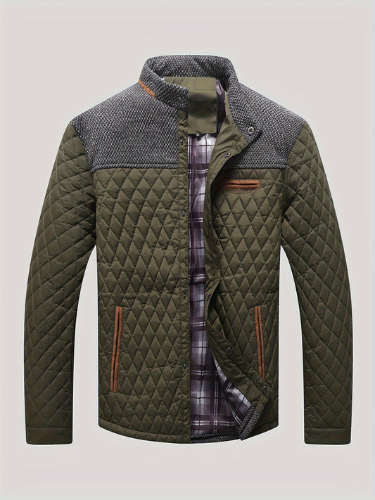 Men's Windproof Plaid Button-Front Jacket – Blue option – main product image