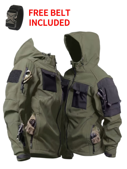 Men's Windproof Zip-Up Coat – Black / Grey – Black option – main product image