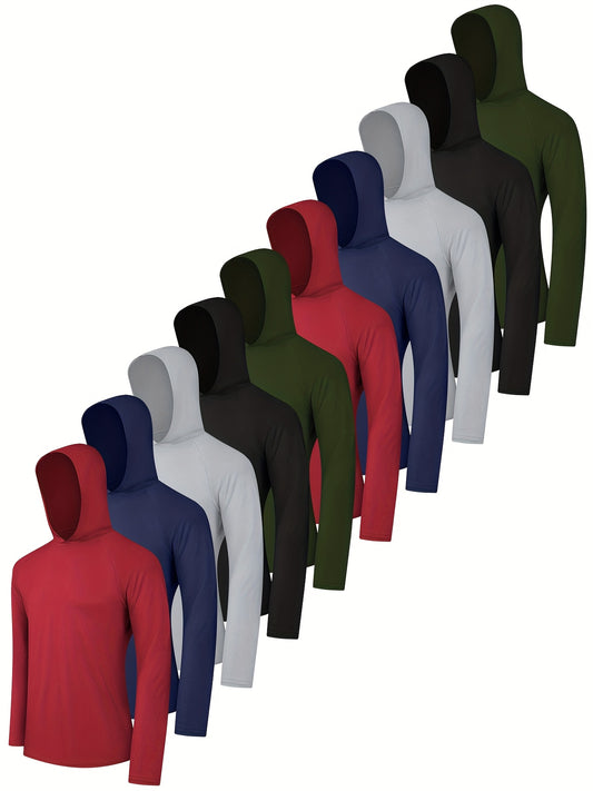 Men's ten-pack solid hooded long-sleeve fishing shirts – main product image