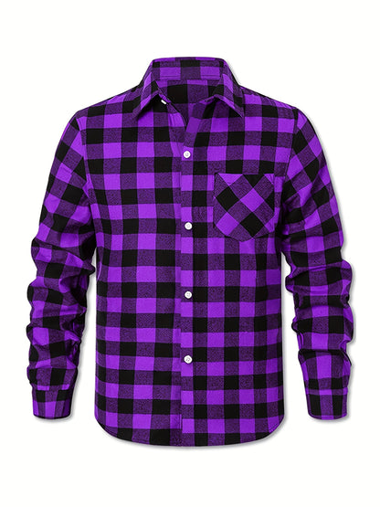 Men's Flannel Shirt Set – Buffalo check in black, green and orange-black – view 11
