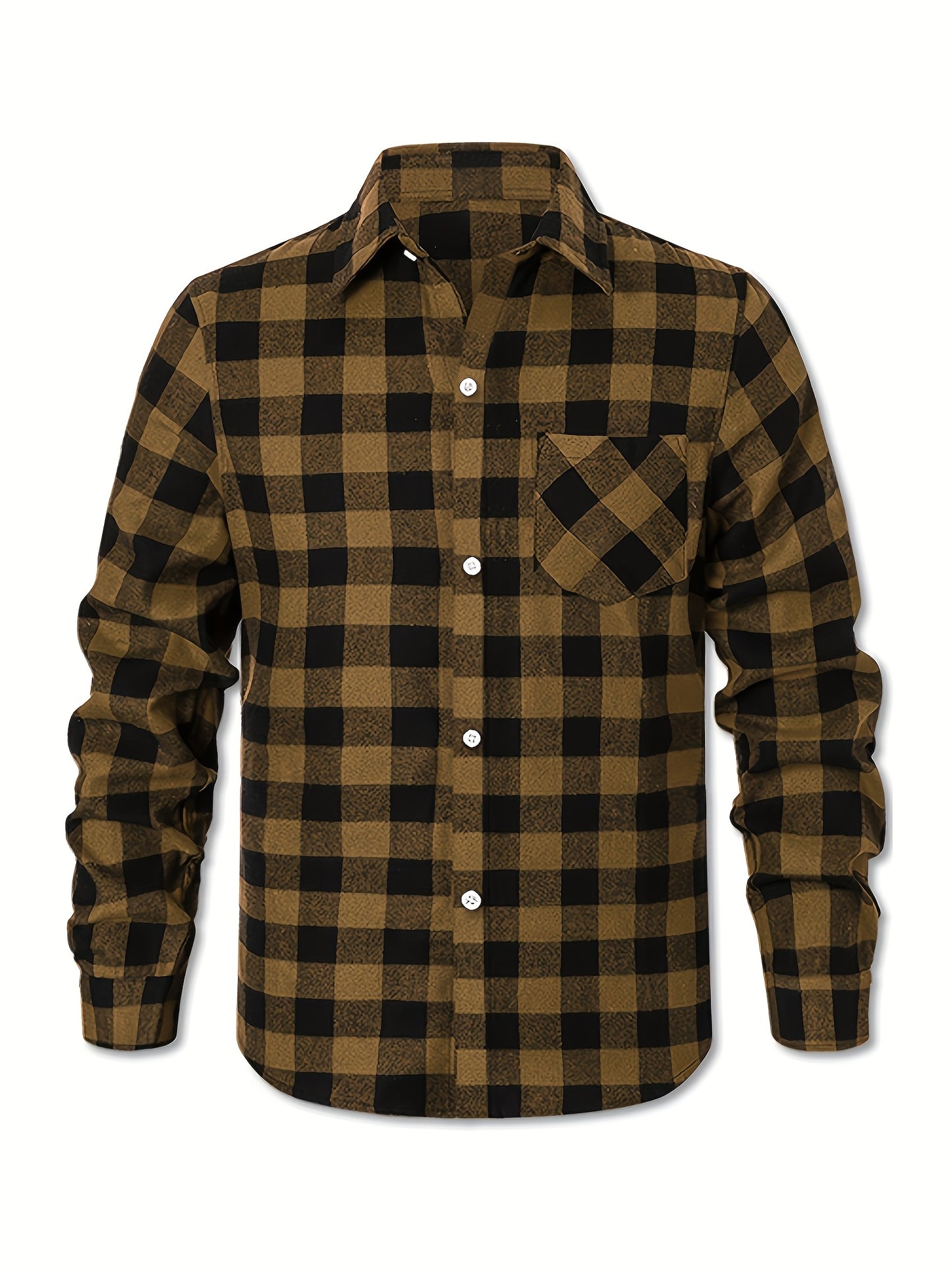 Men's Flannel Shirt Set – Buffalo check in black, green and orange-black – view 3