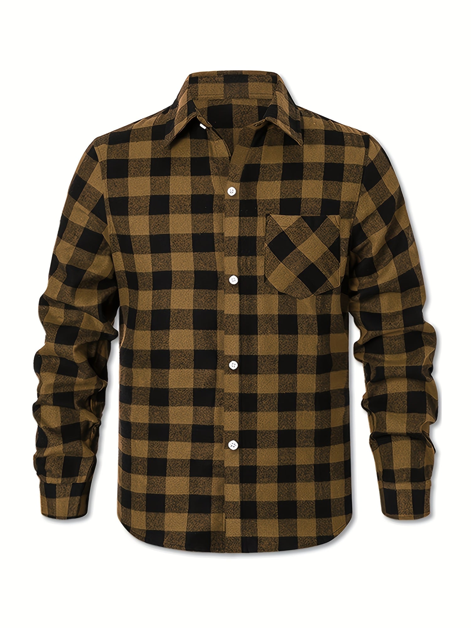 Men's Flannel Shirt Set – Buffalo check in black, green and orange-black – view 3