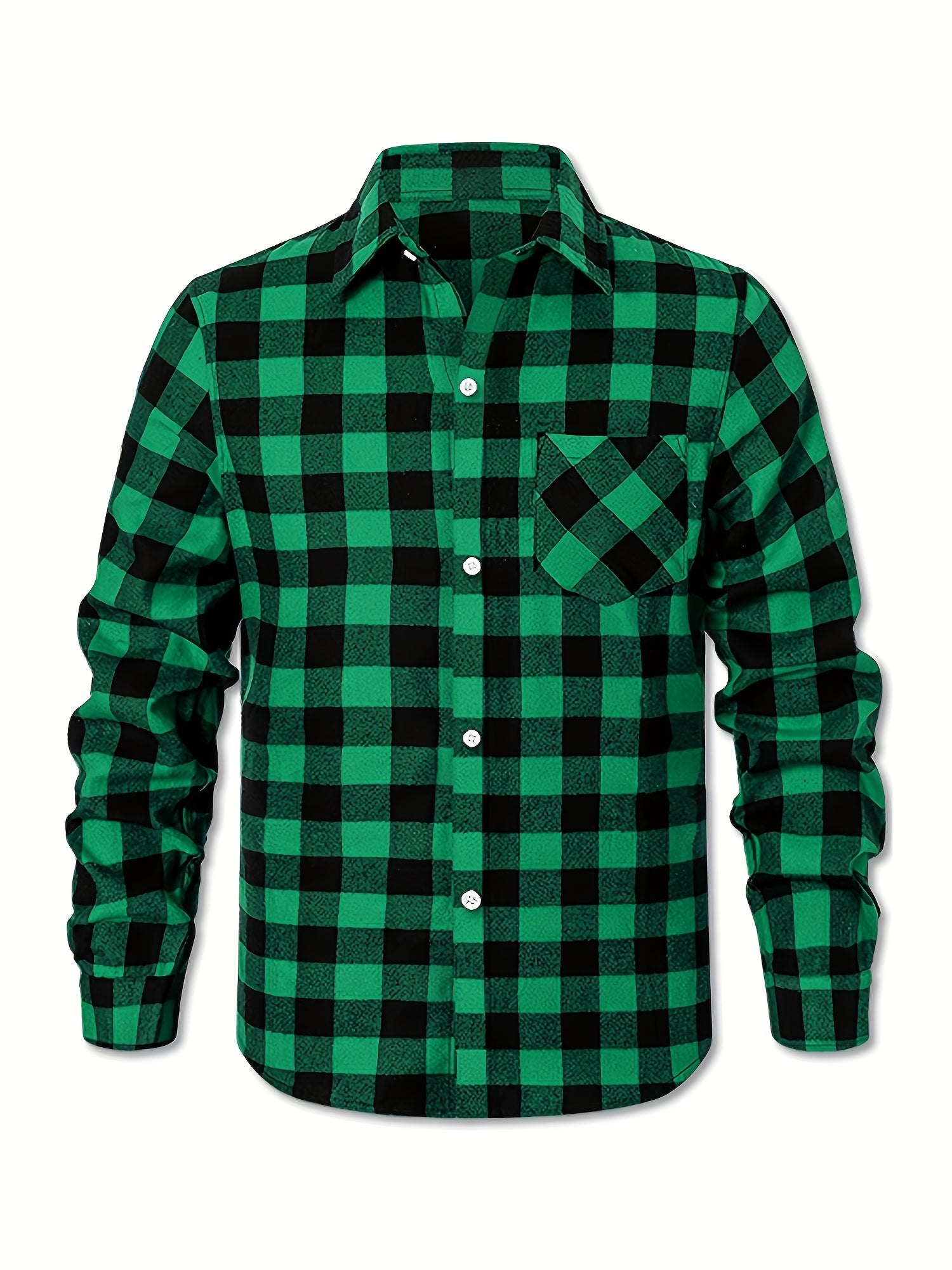 Men's Flannel Shirt Set – Buffalo check in black, green and orange-black – view 5