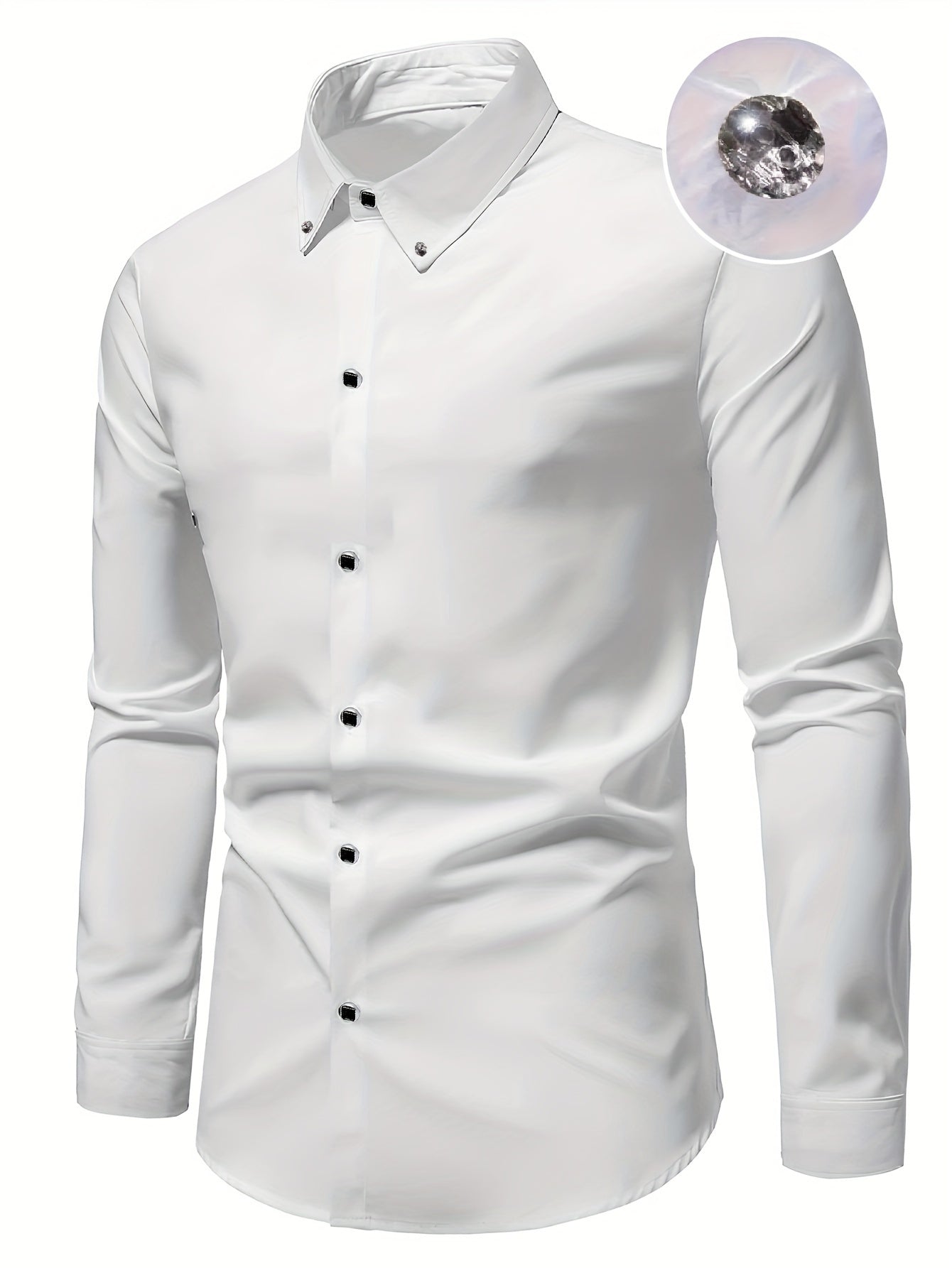 Men's Non Iron Dress Shirt – Solid black or white – view 3