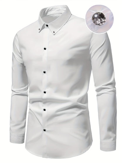 Men's Non Iron Dress Shirt – Solid black or white – view 3