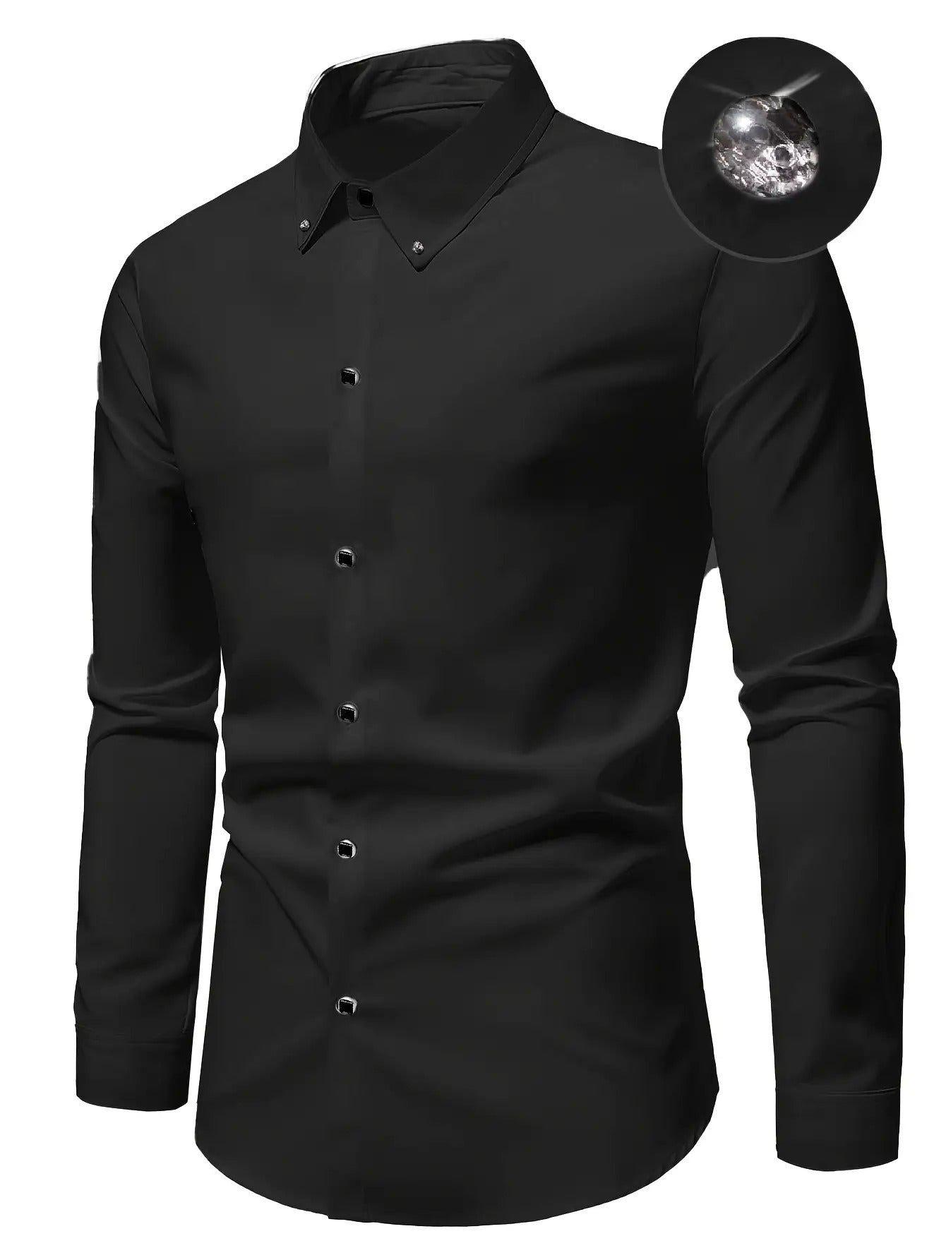 Men's Non Iron Dress Shirt – Solid black or white – view 5