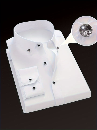 Men's Non Iron Dress Shirt – Solid black or white – view 8