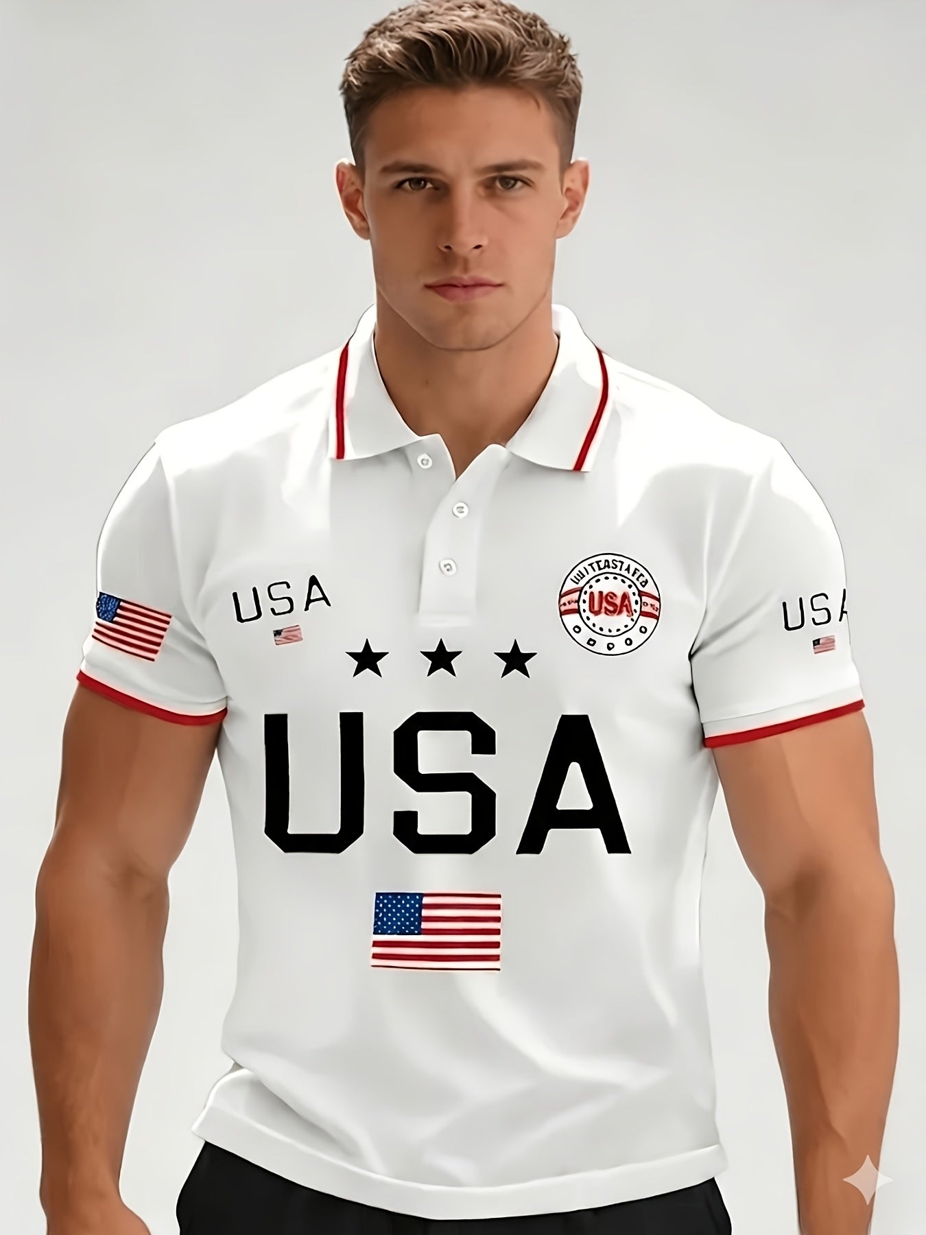 Men's Plus Size Polo Shirt – 250th anniversary random print – view 9