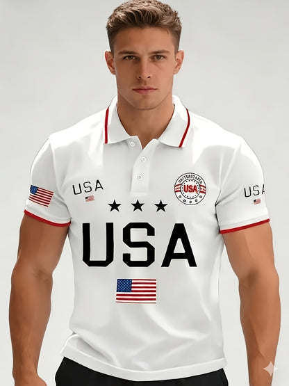 Men's Plus Size Polo Shirt – 250th anniversary random print – view 9