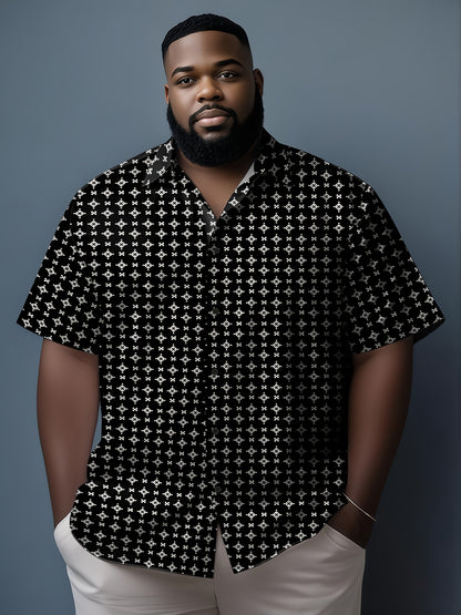 Men's Plus Size Geometric Shirt – Black and white geometric design – view 4