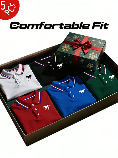 Men's Polo Shirt Set – Horse graphic; mixed colors – view 7