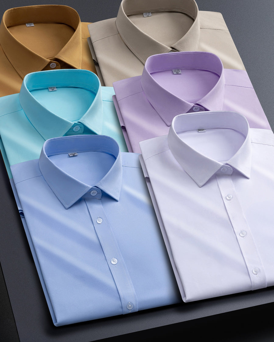 Men's solid long-sleeve button-up dress shirt – main product image