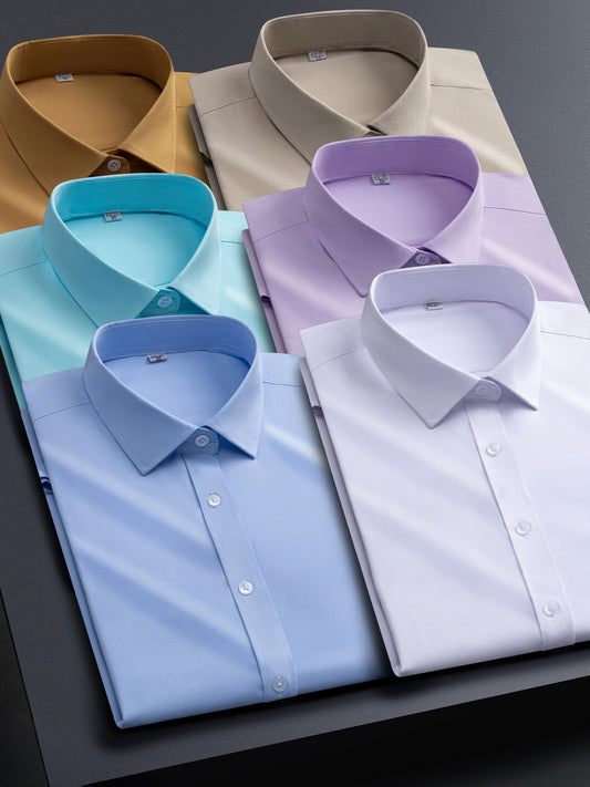 Men's solid long-sleeve button-up dress shirt – main product image