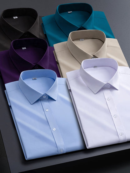 Men's solid long-sleeve button-up dress shirt – view 2