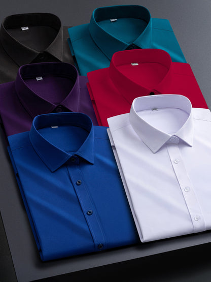 Men's solid long-sleeve button-up dress shirt – view 7