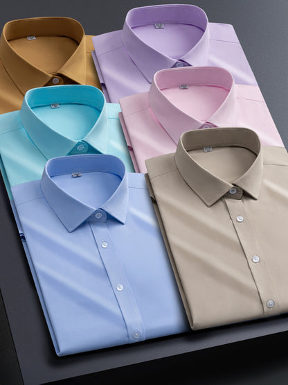 Men's solid long-sleeve button-up dress shirt – view 8