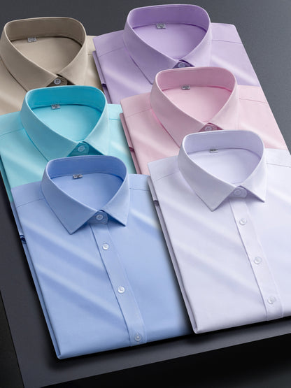 Men's solid long-sleeve button-up dress shirt – view 10