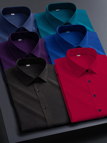 Men's solid long-sleeve button-up dress shirt – view 17