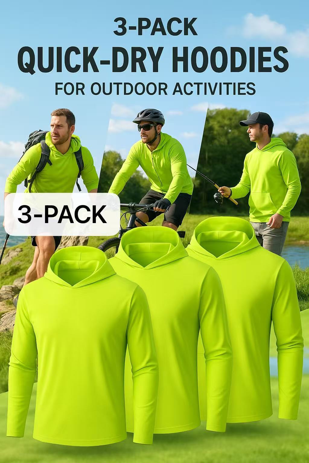 Men's UPF Hooded Shirts – Fluorescent yellow – view 10