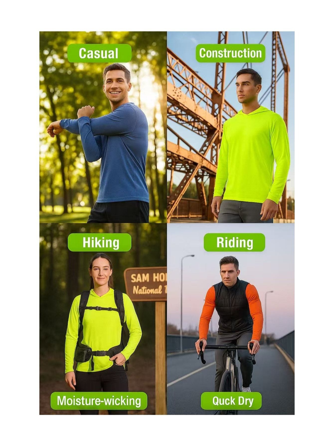 Men's UPF Hooded Shirts – Fluorescent yellow – view 7