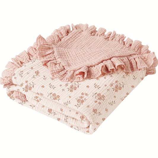 Muslin Baby Blanket - Flounce Cotton Receiving Cover – main product image