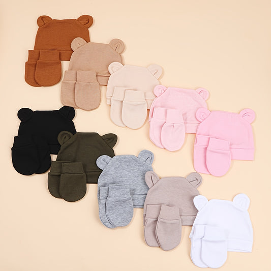 Newborn Hat and Mitten Set - 6-Piece Solid Color – main product image