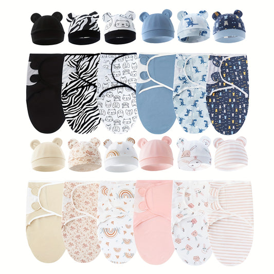 Newborn Swaddle Blanket and Hat Set - 3-Pack – main product image