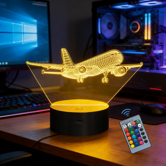 Night Light Projector – 16-Color Airplane 3D Night Light - Touch-Control Illusion Display – main product image