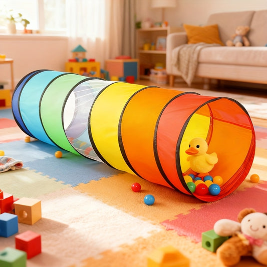 Rainbow Baby Crawling Play Tunnel - Portable see-through rainbow crawl-through design – main product image