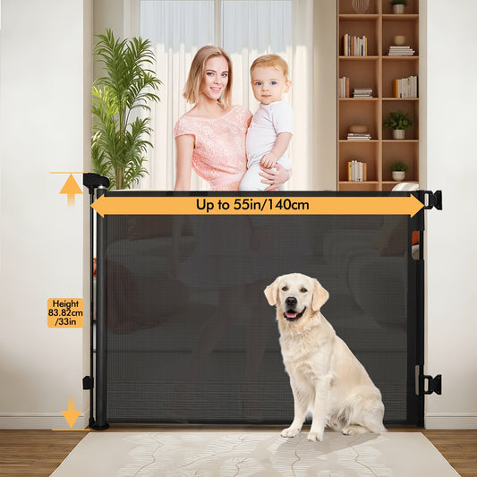 Retractable Mesh Safety Gate - 33/41 Inch Tall - Hardware-mounted expandable mesh design – main product image