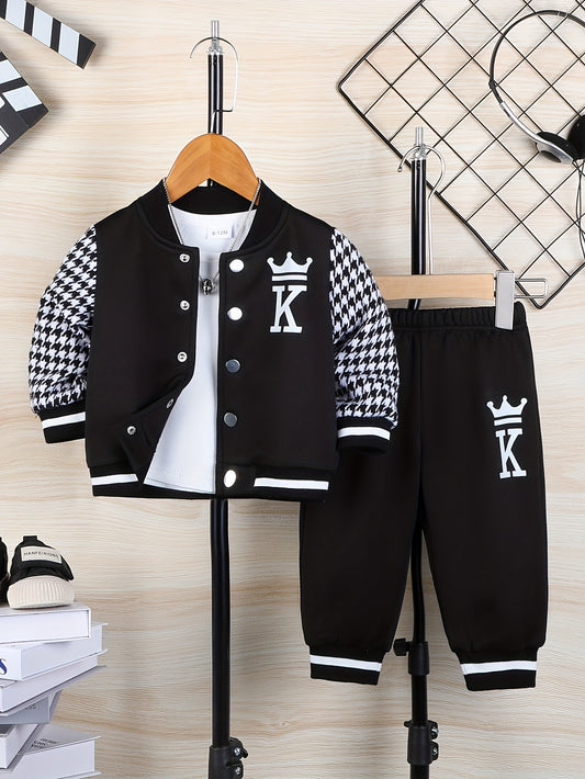 Toddler Boy Graphic Outfit Set - Long Sleeve Winter – Black option – main product image
