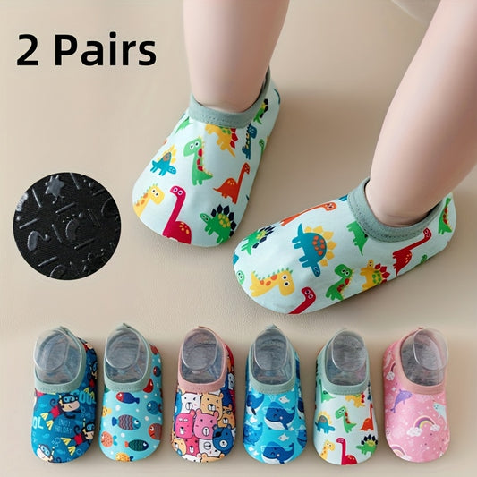 Toddler Sock Shoes - 2-Pair Cartoon Non-Slip Soles – main product image