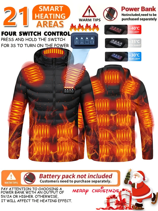 Unisex 21-Zone USB Heated Hooded Jacket - Multi-Zone Heating and Nylon Shell – main product image