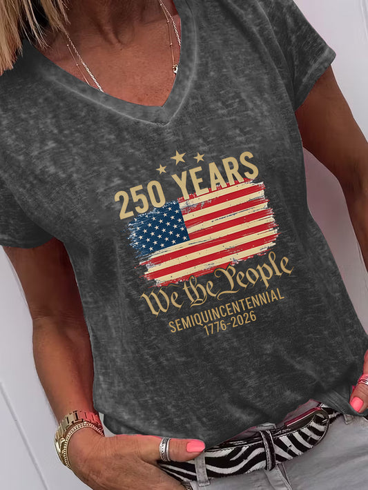 Unisex American Flag T-Shirt - Short Sleeve – Dark Gray / Black – Gray option – main product image