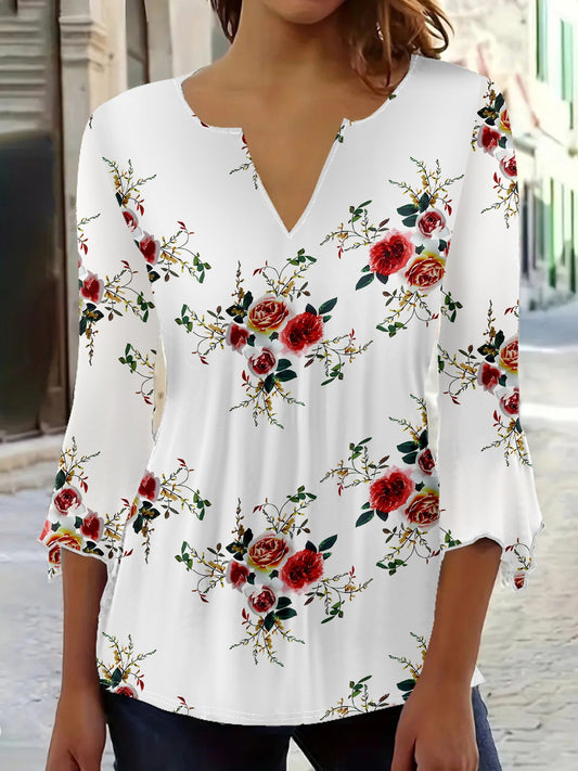 Unisex Floral Print T-Shirt - Short Sleeve – Sizes S–XL – White option – main product image