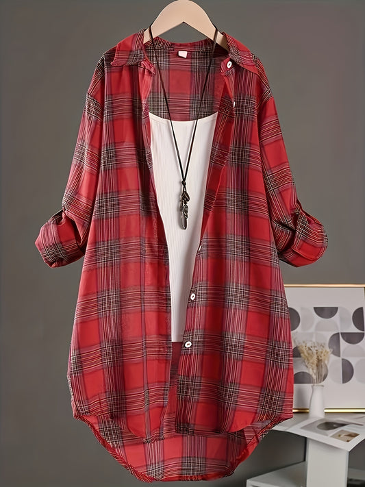 Unisex Plaid Shirt - Long Sleeve – Red option – main product image