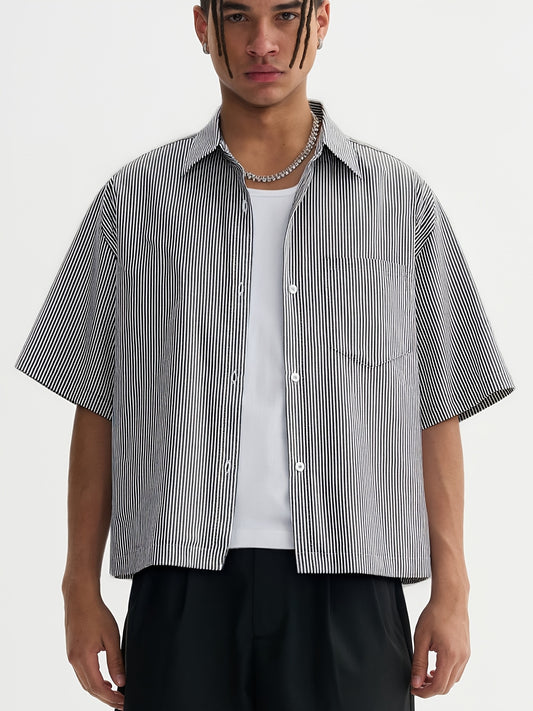 Unisex Striped Shirt - Short Sleeve – Blue option – main product image