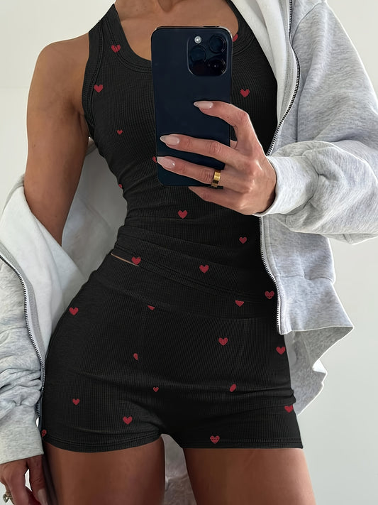 Unisex Two-Piece Outfit Set - Graphic V-Neck – Black / White. – Black option – main product image