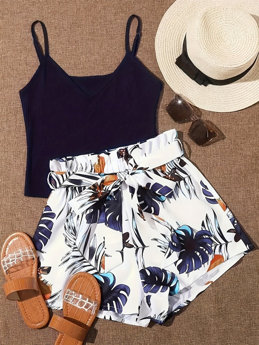 Unisex Two-Piece Outfit Set - Graphic V-Neck – Two-Piece V-Neck – Blue option – main product image