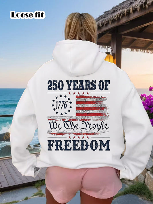 Women's 250th Anniversary Graphic Hoodie – American Flag Print – main product image